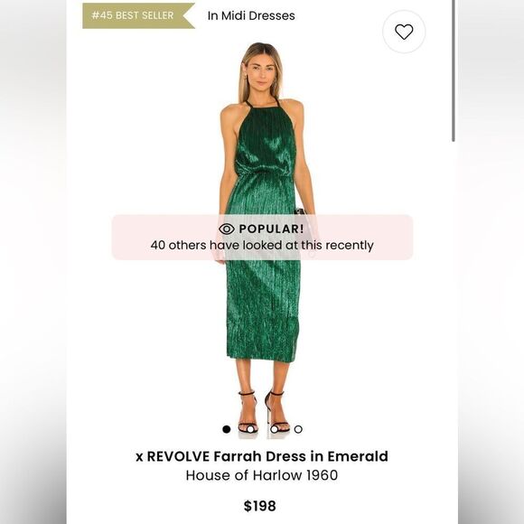 NWT House of Harlow 1960 × REVOLVE Farrah Dress in Emerald Green - Picture 2 of 10